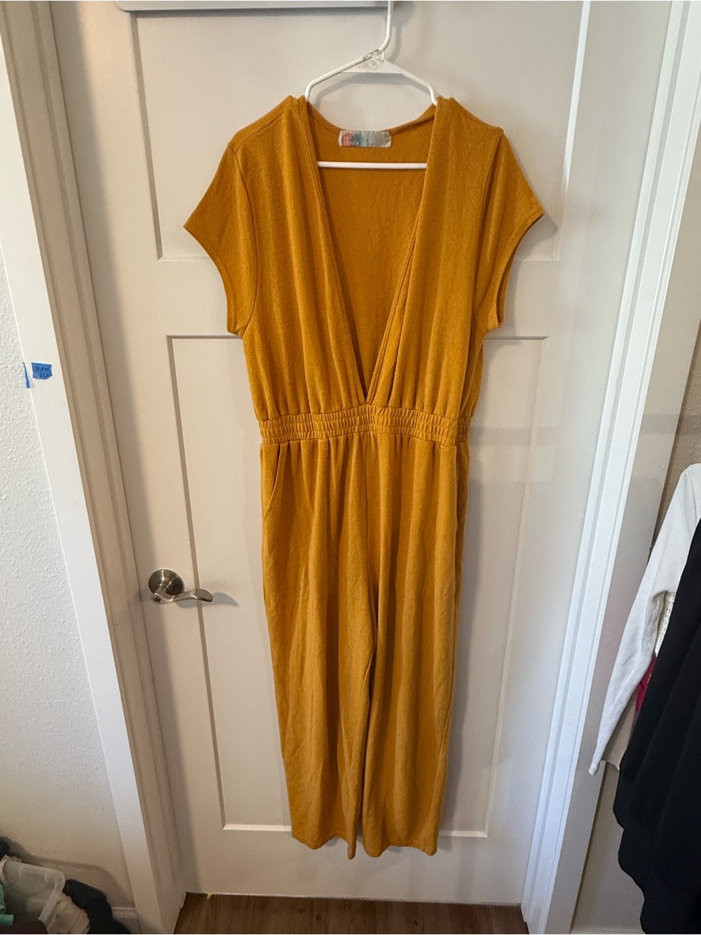 Free people beach Mustard V-Neck Jumpsuit Dress - Women size large